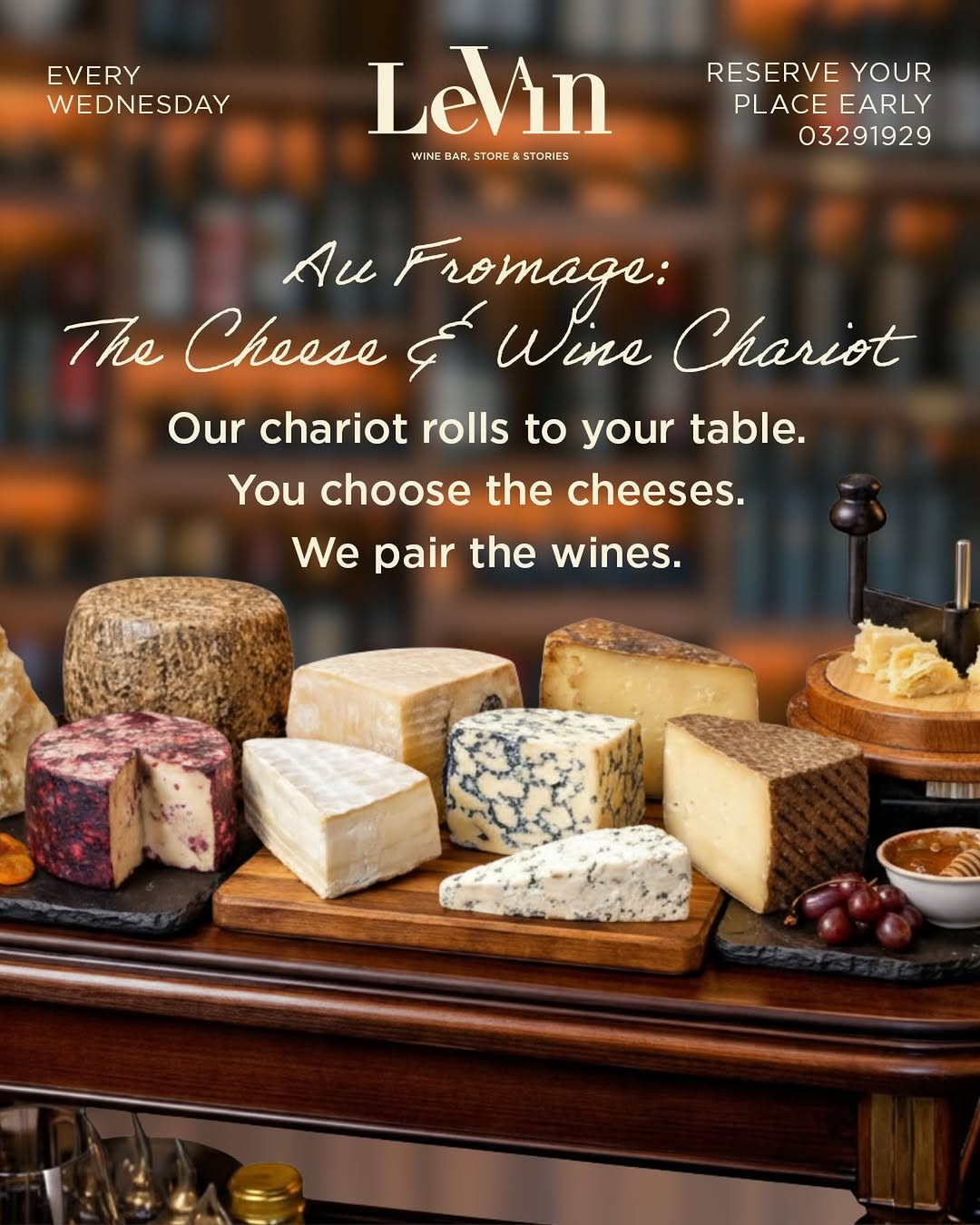 Levain cheese and wine selection